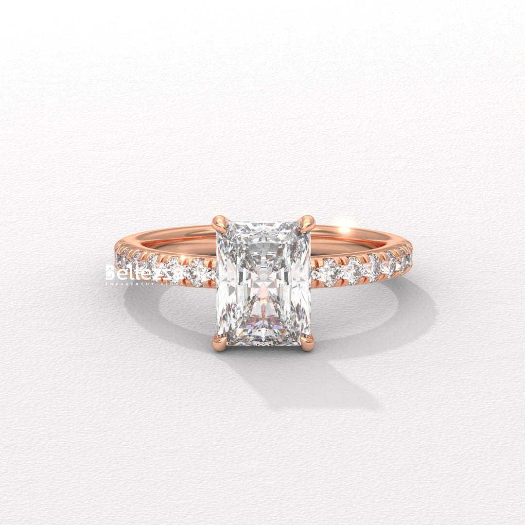 1.50-2.50CT Radiant Cut Hidden Halo Lab Grown Engagement Ring