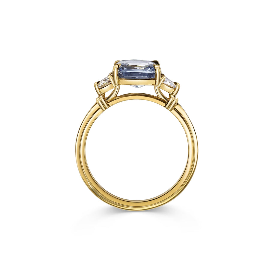 2.50CT Light Blue Octagon Cut East-West Setting Three Stone Lab Grown Ring