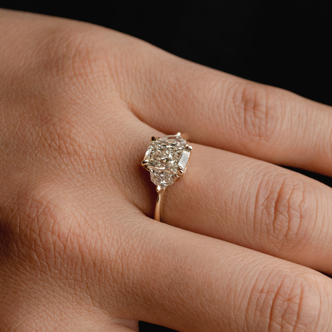 1.0CT Light Fancy Yellow Radiant Cut Cluster Setting Lab Grown Engagement Ring