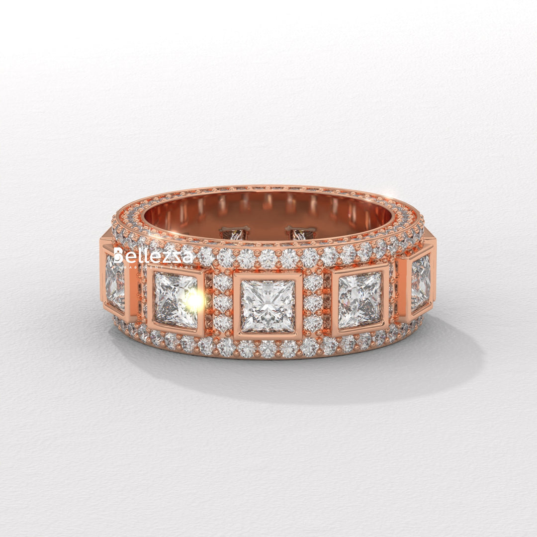 Princess & Round Diamond Eternity Lab Grown Wedding Band