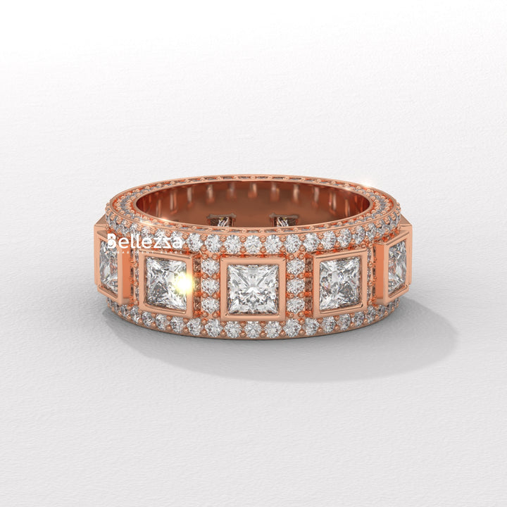 Princess & Round Diamond Eternity Lab Grown Wedding Band