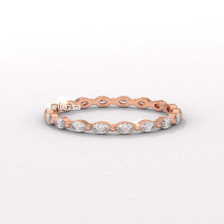 East-West Marquise Diamond Eternity Lab Grown Wedding Band