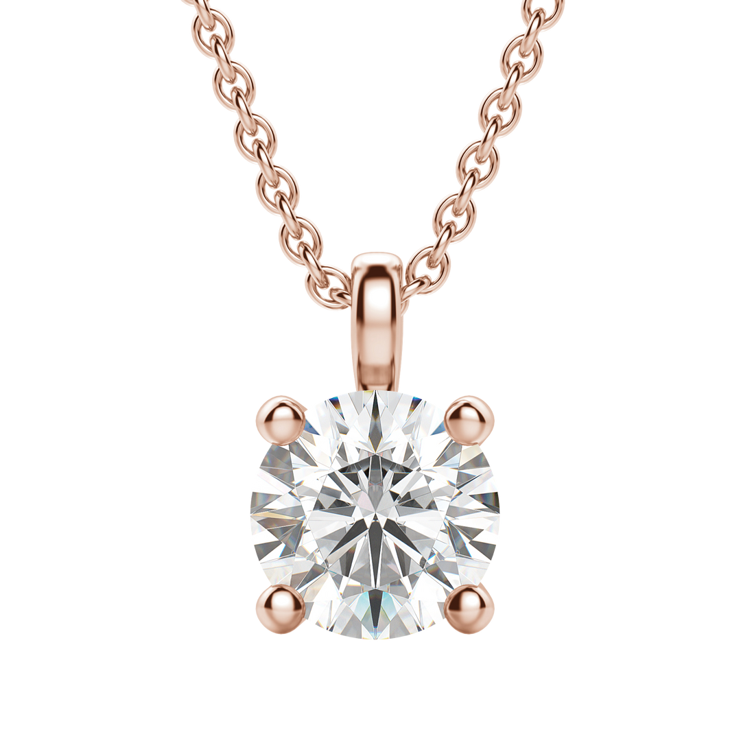 0.25 CT-1.50 CT Round Solitaire F/VS Lab Grown Diamond Necklace
