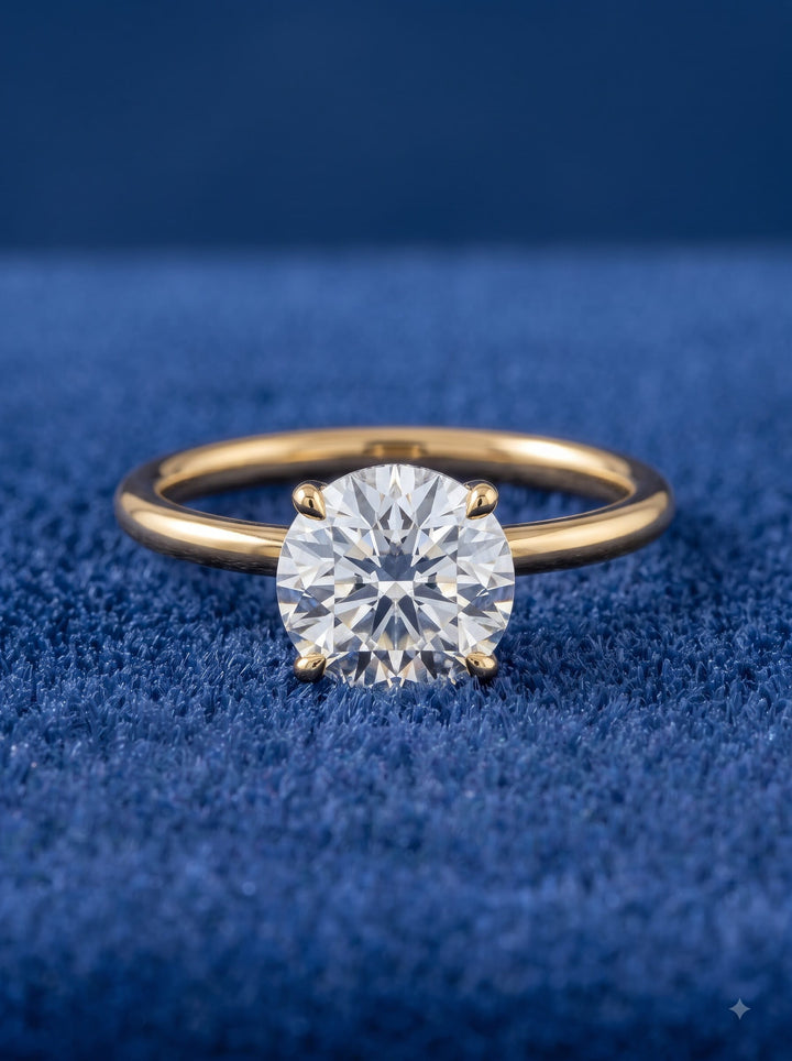 1.50 -3.50 CT Round  Lab Grown Diamond Hidden Halo Engagement Ring