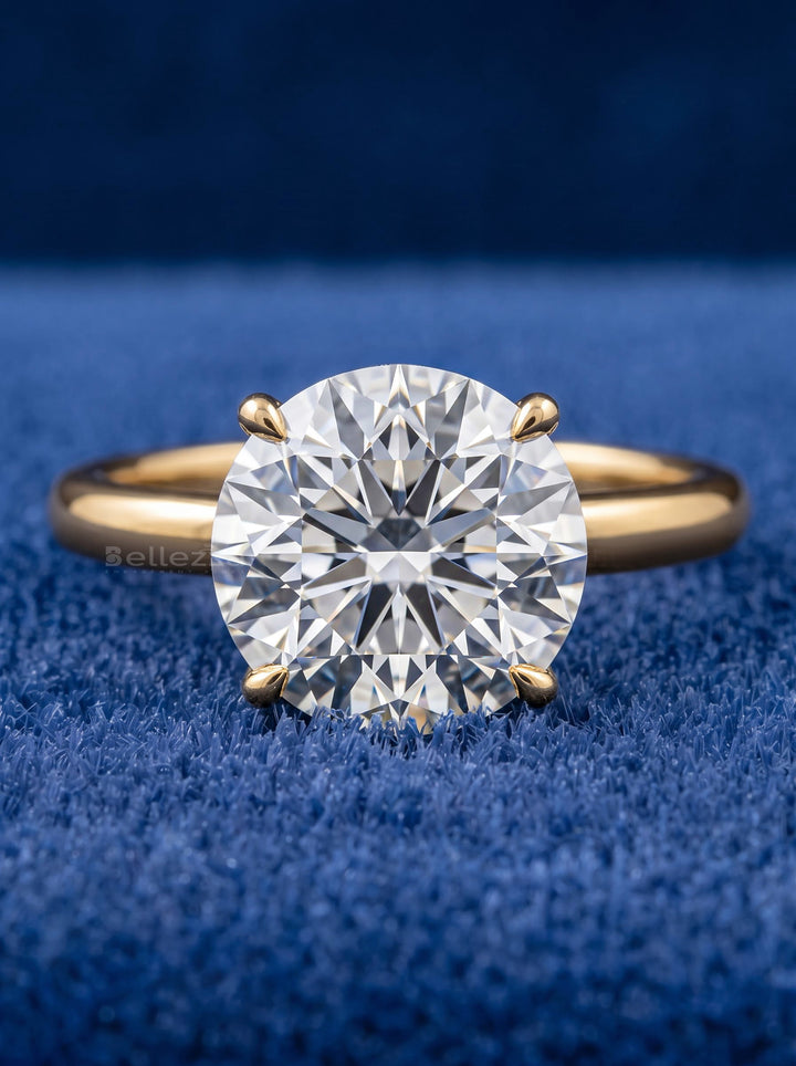 1.0-2.0CT Round Cut Hidden Diamond Lab Grown Engagement Ring