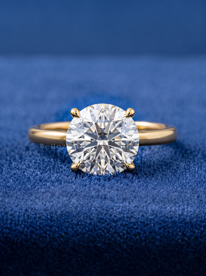 1.0-2.0CT Round Cut Hidden Halo Lab Grown Engagement Ring