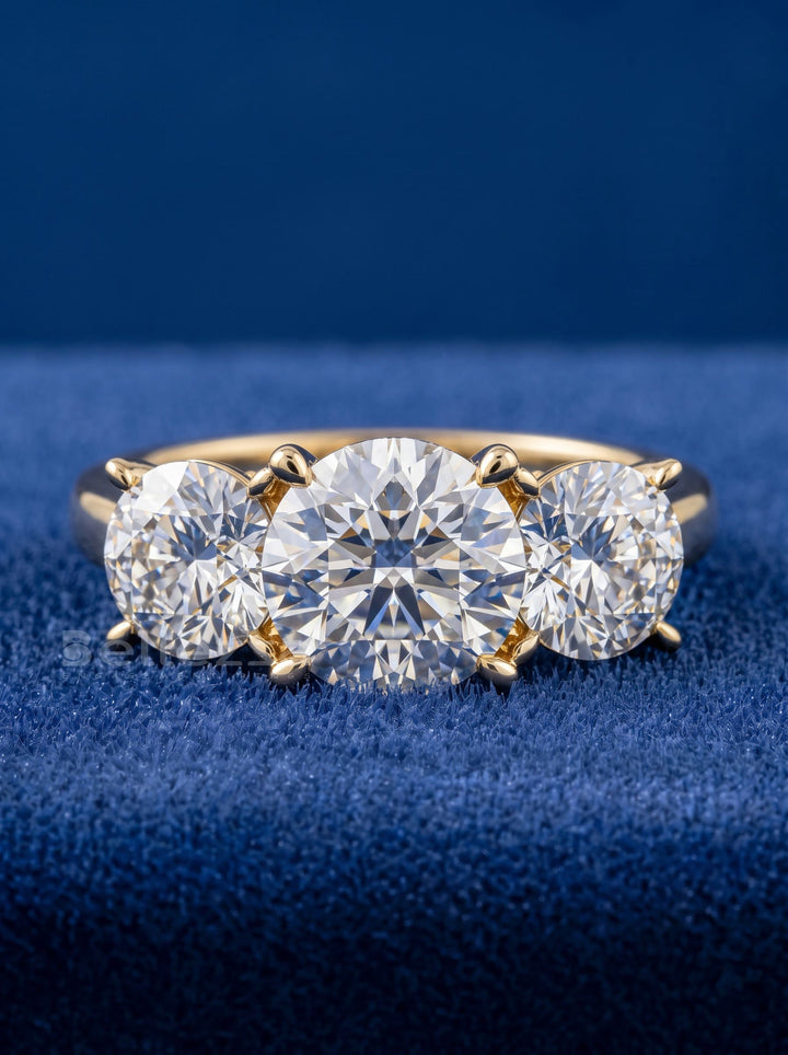 1.50-2.50CT Round Diamond Three Stone Lab Grown Engagement Ring