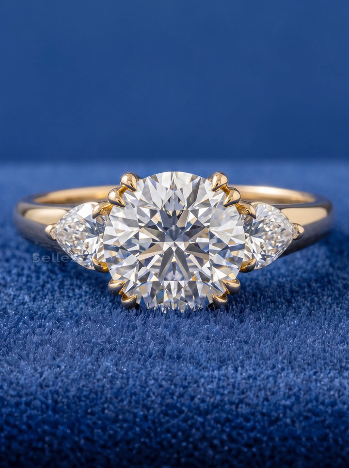 2.0-3.0CT Round Diamond Three Stone Lab Grown Engagement Ring