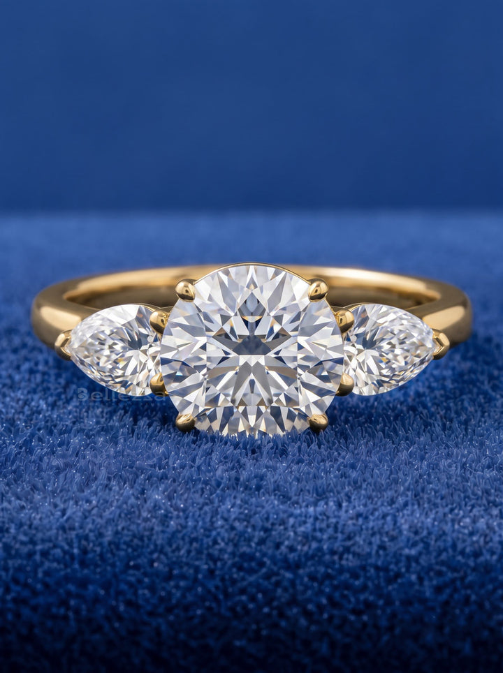 1.50-2.50CT Round Diamond Three Stone Lab Grown Engagement Ring