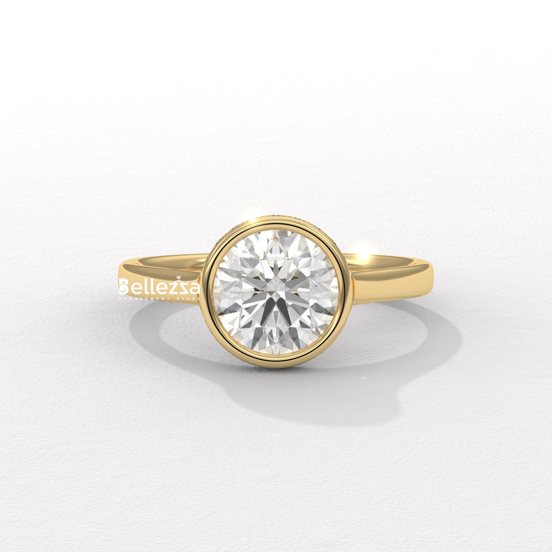1.50-2.50CT Round Diamond Bezel Setting Lab Grown Engagement Ring