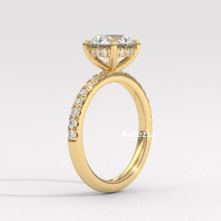 1.50-2.50CT Round Cut Hidden Halo Lab Grown Engagement Ring