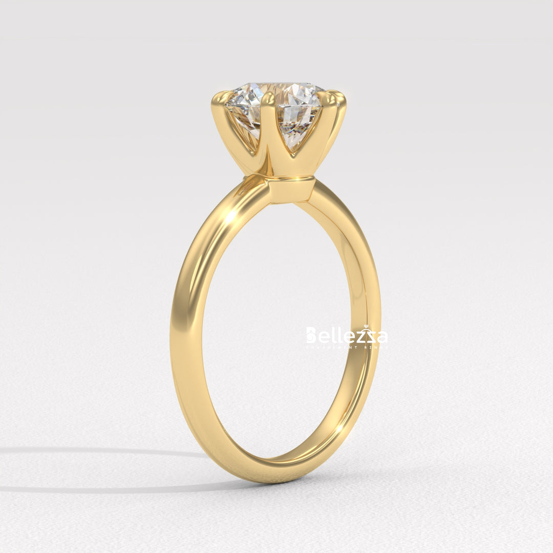 1.0-2.0CT Round Diamond Solitaire Setting Lab Grown Engagement Ring