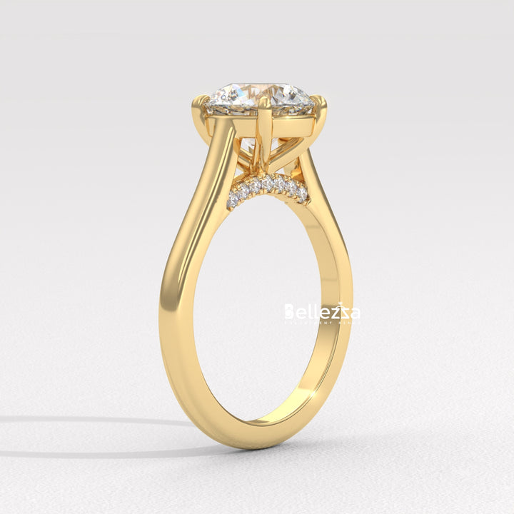 1.0-2.0CT Round Cut Hidden Diamond Lab Grown Engagement Ring