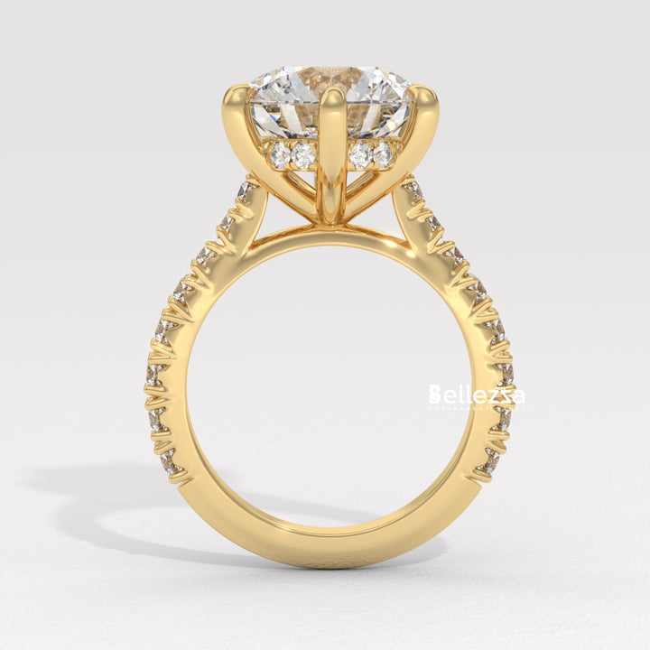 1.50-2.50CT Round Diamond Pave Setting Lab Grown Engagement Ring