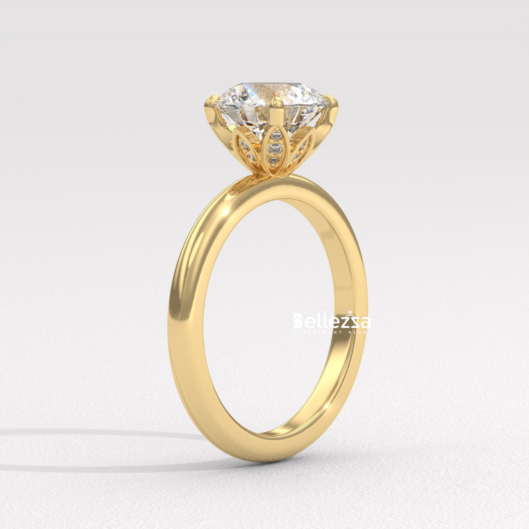 1.50-2.50CT Round Cut Hidden Diamond Lab Grown Engagement Ring