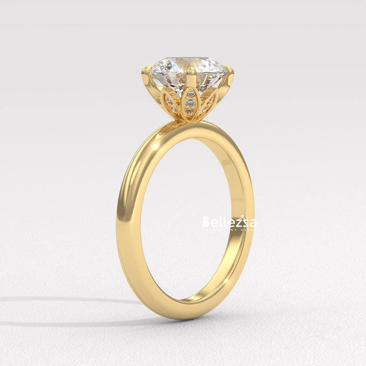 1.50-2.50CT Round Cut Hidden Diamond Lab Grown Engagement Ring