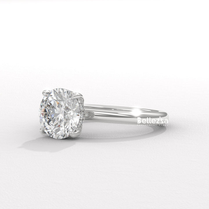 1.0-2.0CT Round Cut Hidden Halo Lab Grown Engagement Ring