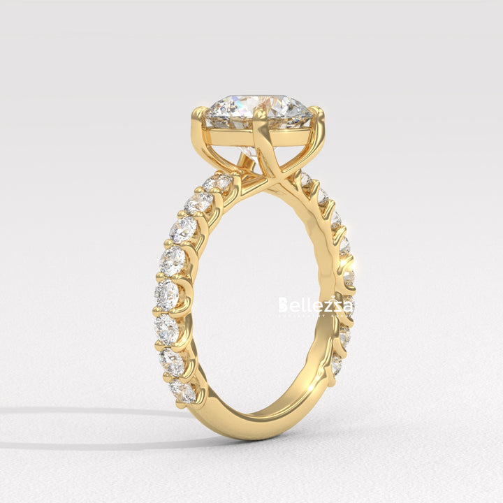 1.50-2.50CT Round Cut Pave Setting Lab Grown Engagement Ring