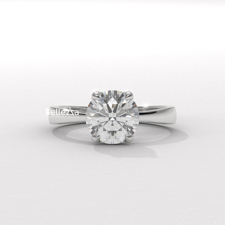 1.0-2.0CT Round Cut Hidden Halo CVD Diamond Engagement Ring