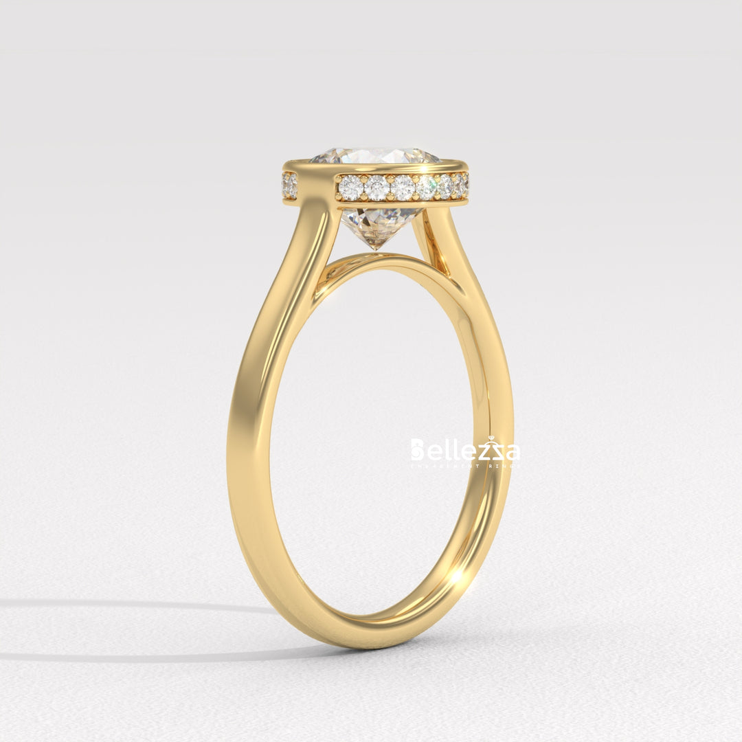 1.50-2.50CT Round Diamond Bezel Setting Lab Grown Engagement Ring