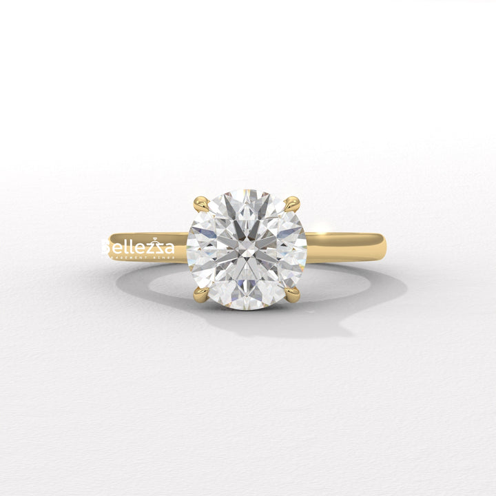 1.0-2.0CT Round Cut Hidden Diamond Lab Grown Engagement Ring
