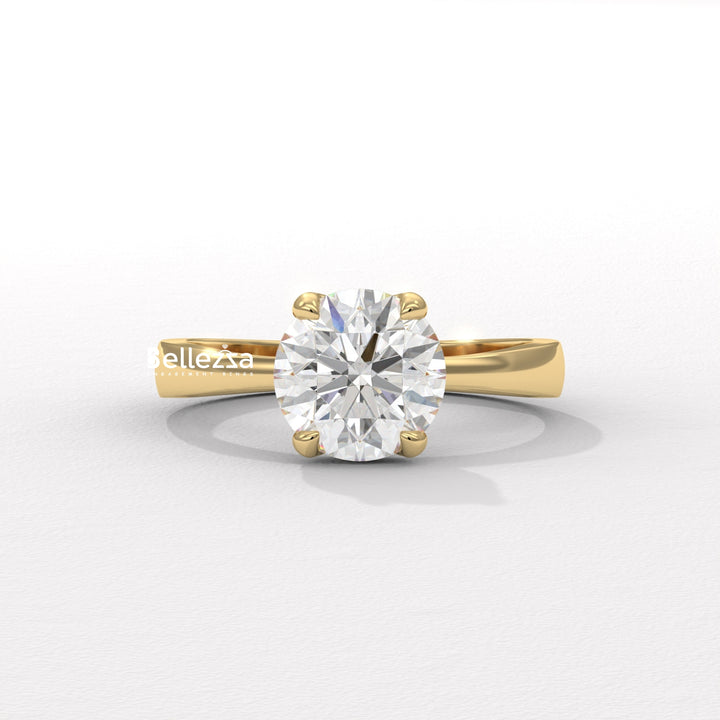 1.0-2.0CT Round Cut Hidden Halo CVD Diamond Engagement Ring
