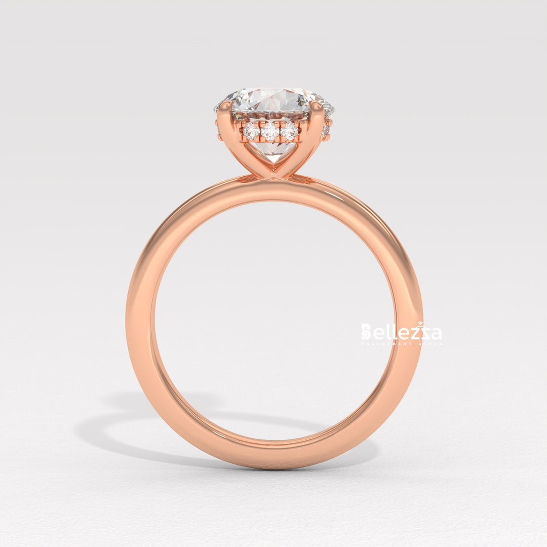 1.0-2.0CT Round Cut Hidden Halo Lab Grown Engagement Ring