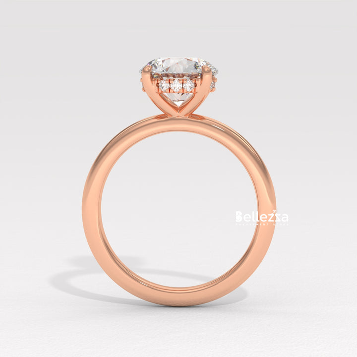 1.0-2.0CT Round Cut Hidden Halo Lab Grown Engagement Ring