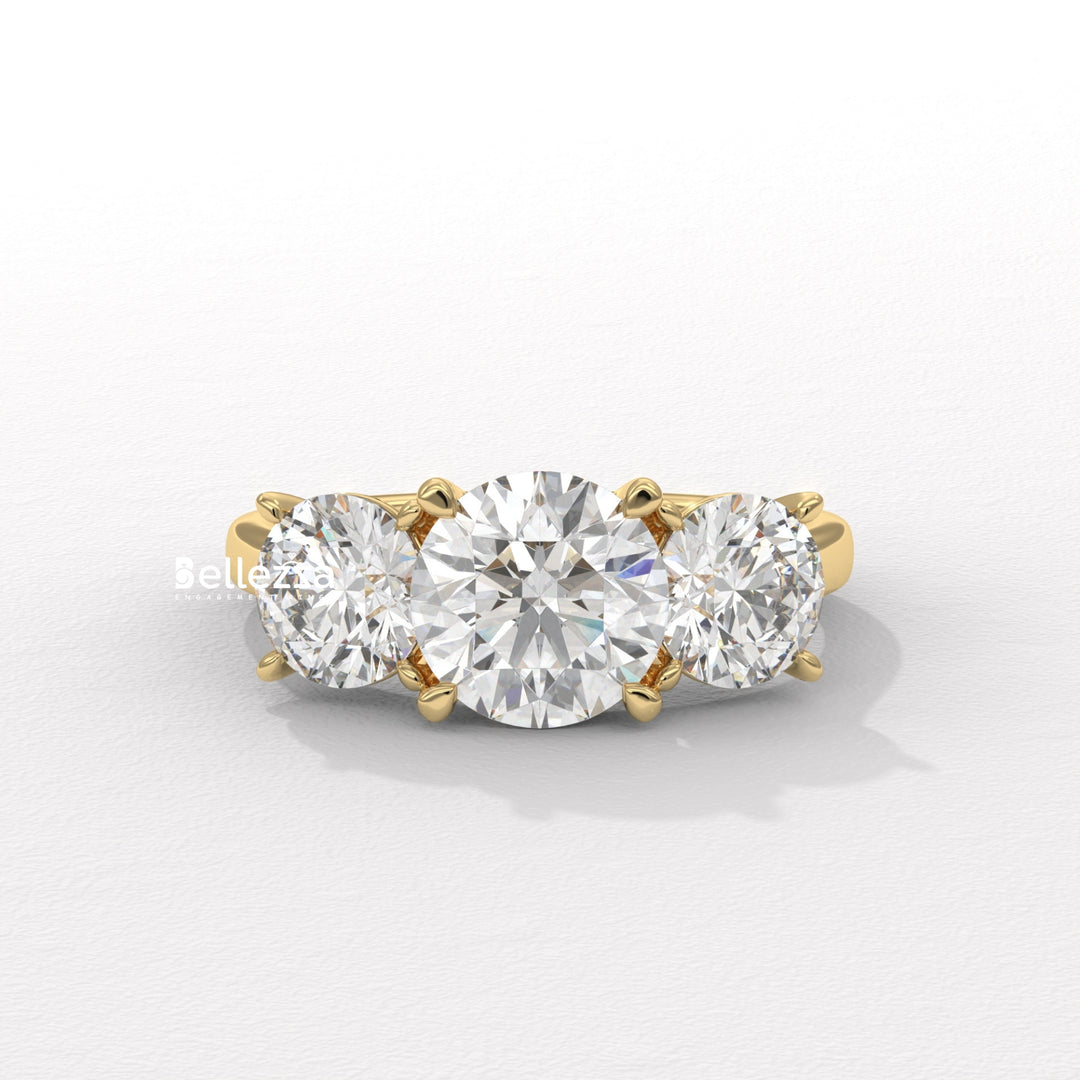 1.50-2.50CT Round Diamond Three Stone Lab Grown Engagement Ring