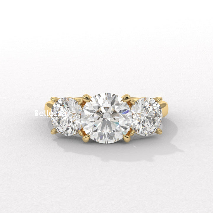 1.50-2.50CT Round Diamond Three Stone Lab Grown Engagement Ring
