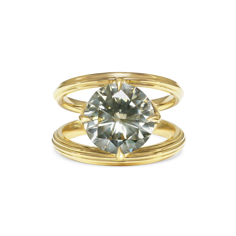 3.50CT Fancy Grey Round Diamond Unique Split Shank Lab Grown Ring