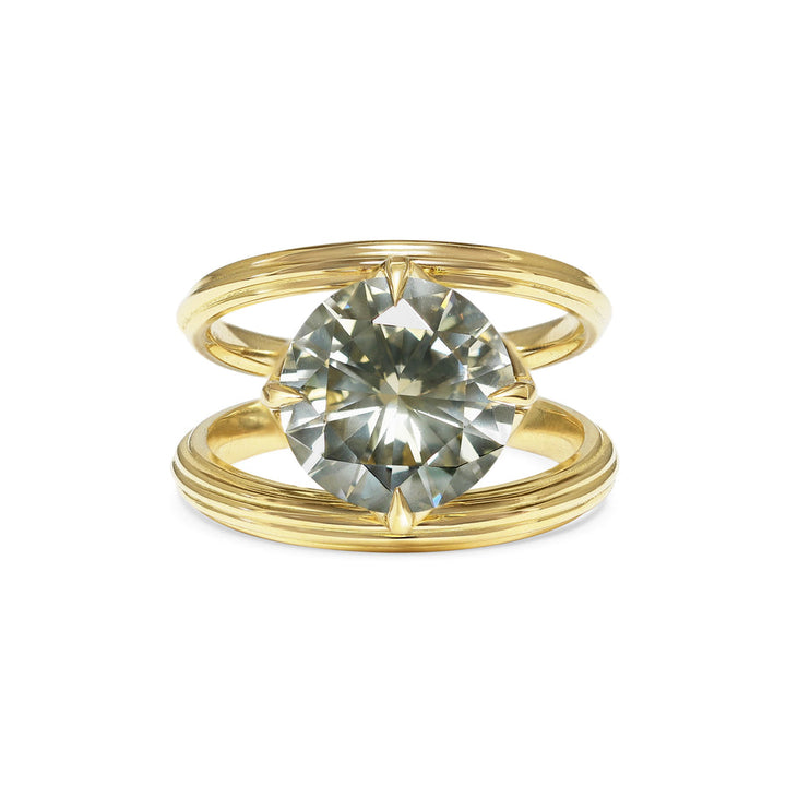 3.50CT Fancy Grey Round Diamond Unique Split Shank Lab Grown Ring
