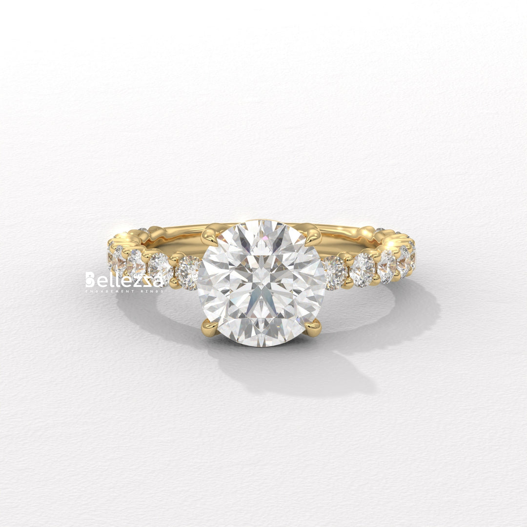 1.50-2.50CT Round Cut Pave Setting Lab Grown Engagement Ring