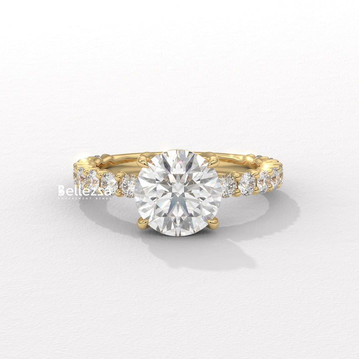 1.50-2.50CT Round Cut Pave Setting Lab Grown Engagement Ring