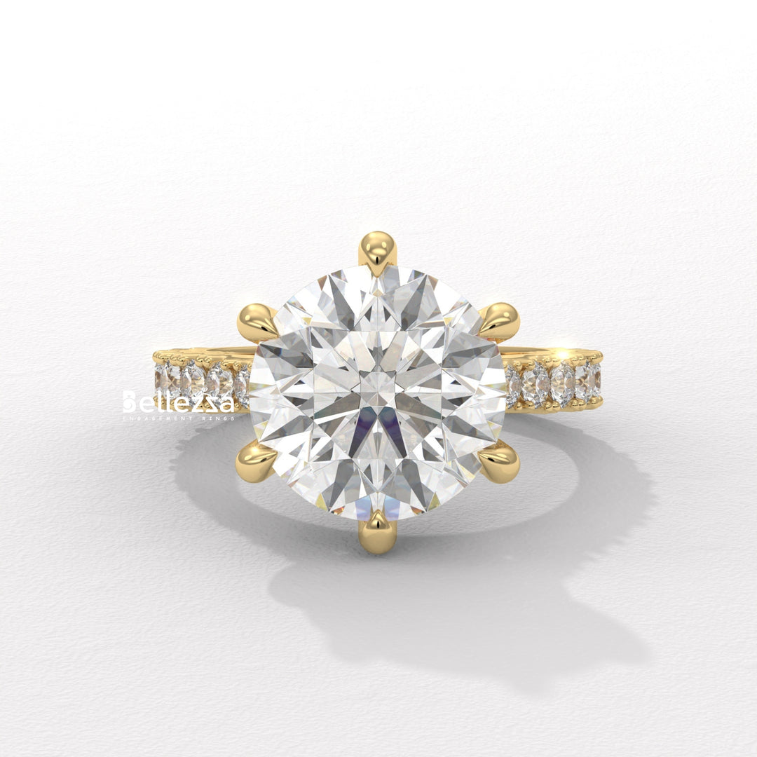1.50-2.50CT Round Diamond Pave Setting Lab Grown Engagement Ring