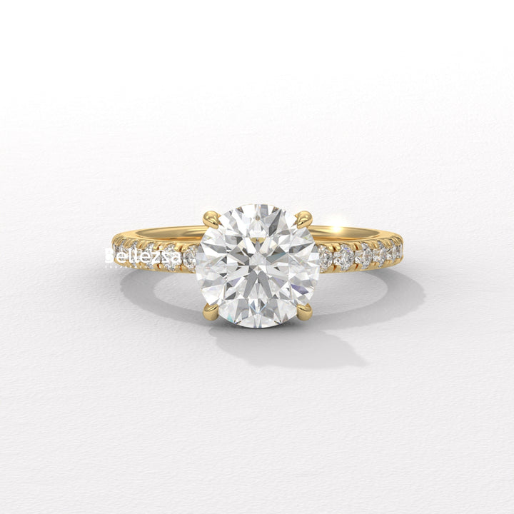1.50-2.50CT Round Cut Hidden Halo Lab Grown Engagement Ring