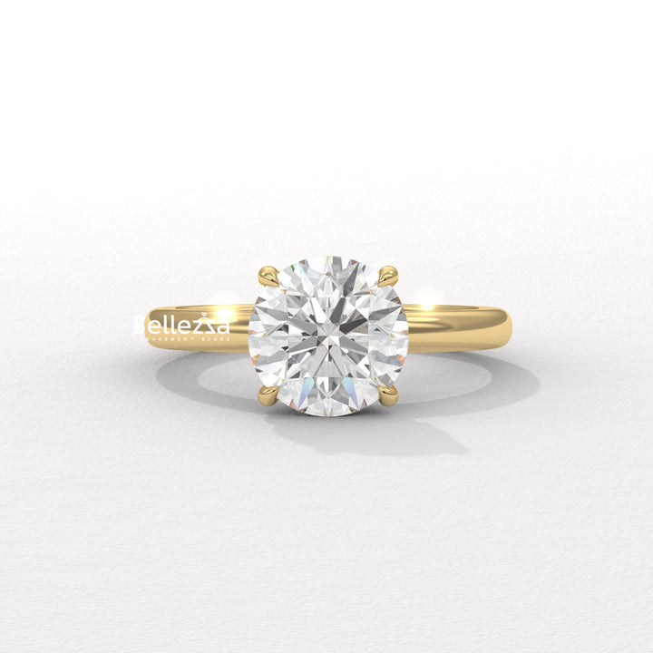1.0-2.0CT Round Cut Hidden Halo Lab Grown Engagement Ring