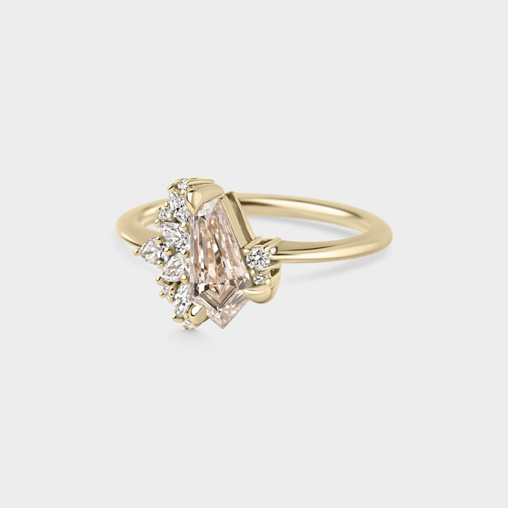 1.0CT Champagne Irregular Diamond Cluster Setting Lab Grown Engagement Ring