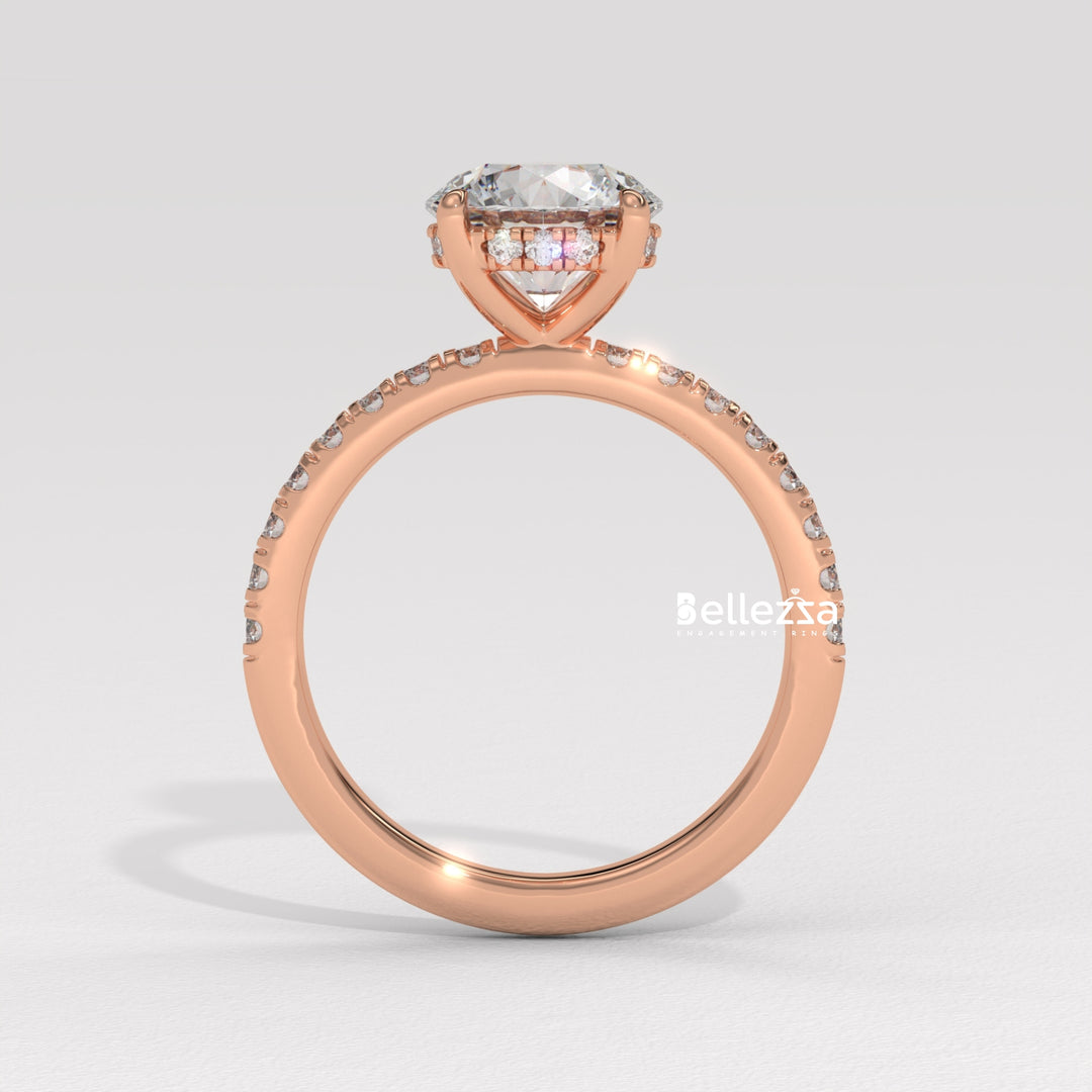 1.50-2.50CT Round Cut Hidden Halo Lab Grown Engagement Ring