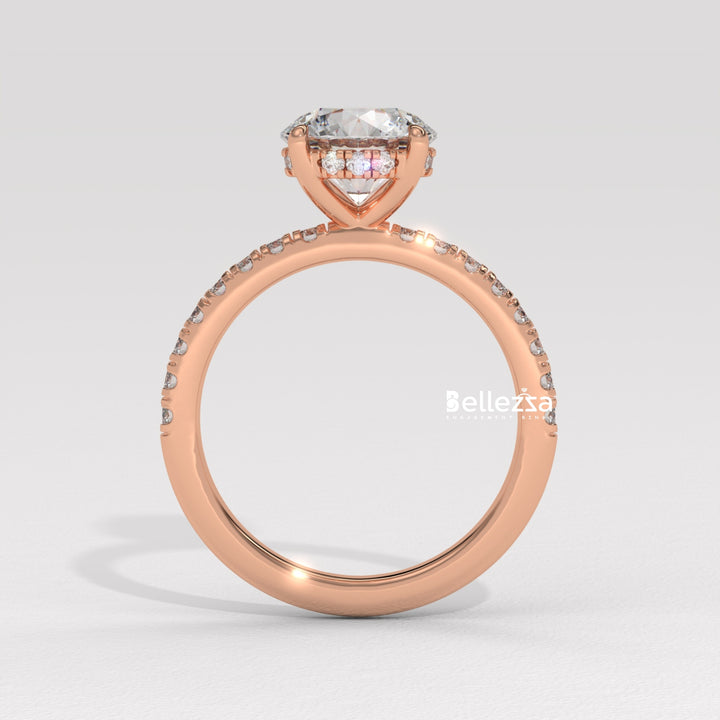 1.50-2.50CT Round Cut Hidden Halo Lab Grown Engagement Ring