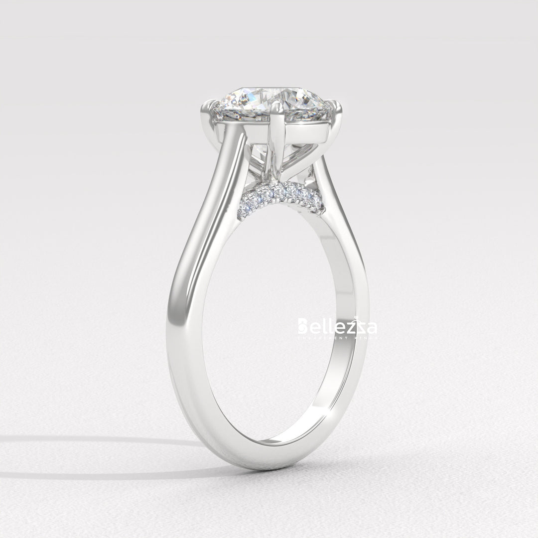 1.0-2.0CT Round Cut Hidden Diamond Lab Grown Engagement Ring