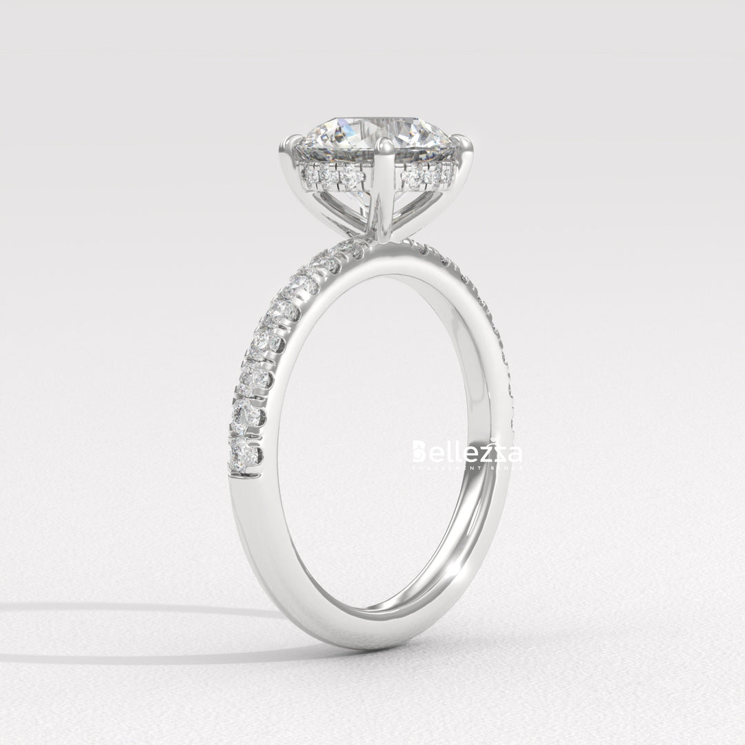 1.50-2.50CT Round Cut Hidden Halo Lab Grown Engagement Ring