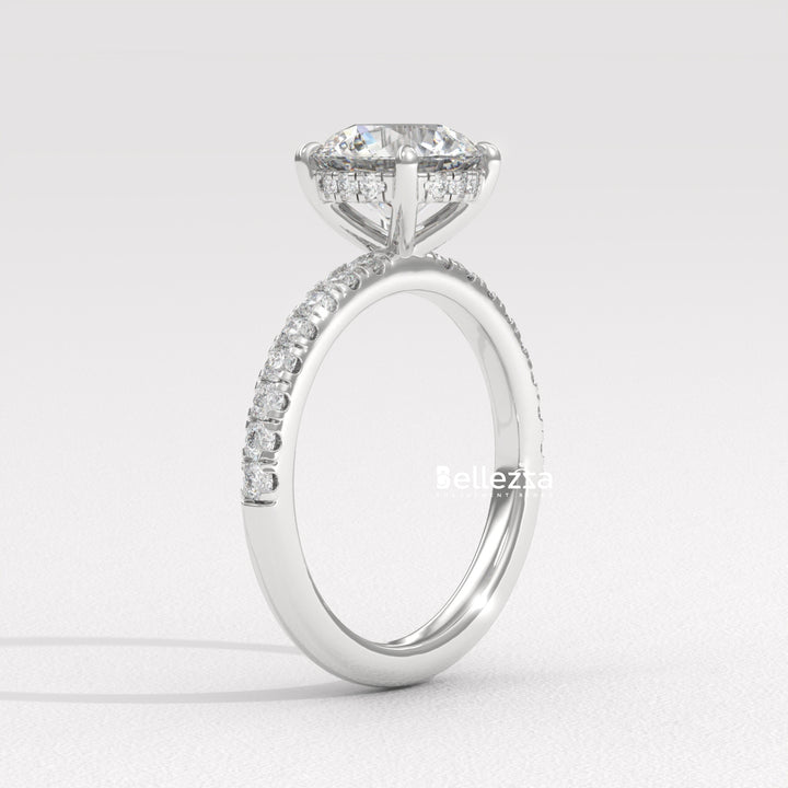 1.50-2.50CT Round Cut Hidden Halo Lab Grown Engagement Ring