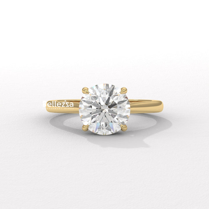 1.0-2.0CT Round Cut Lab Grown Diamond Hidden Halo Engagement Ring