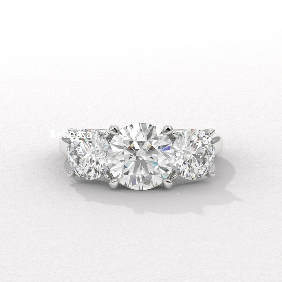 1.50-2.50CT Round Diamond Three Stone Lab Grown Engagement Ring