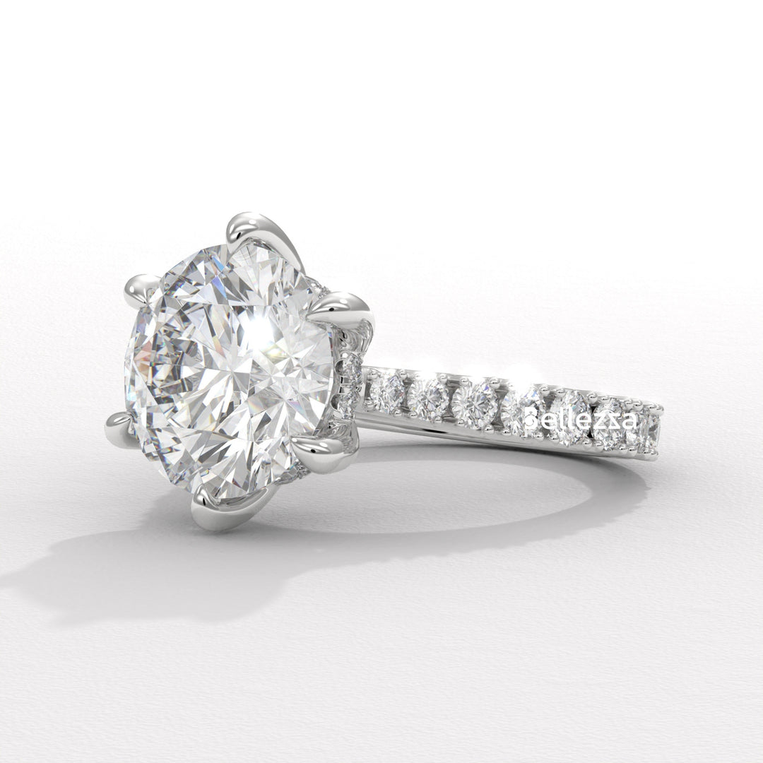 1.50-2.50CT Round Diamond Pave Setting Lab Grown Engagement Ring