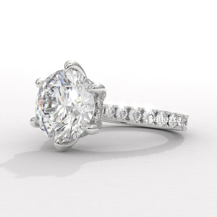 1.50-2.50CT Round Diamond Pave Setting Lab Grown Engagement Ring