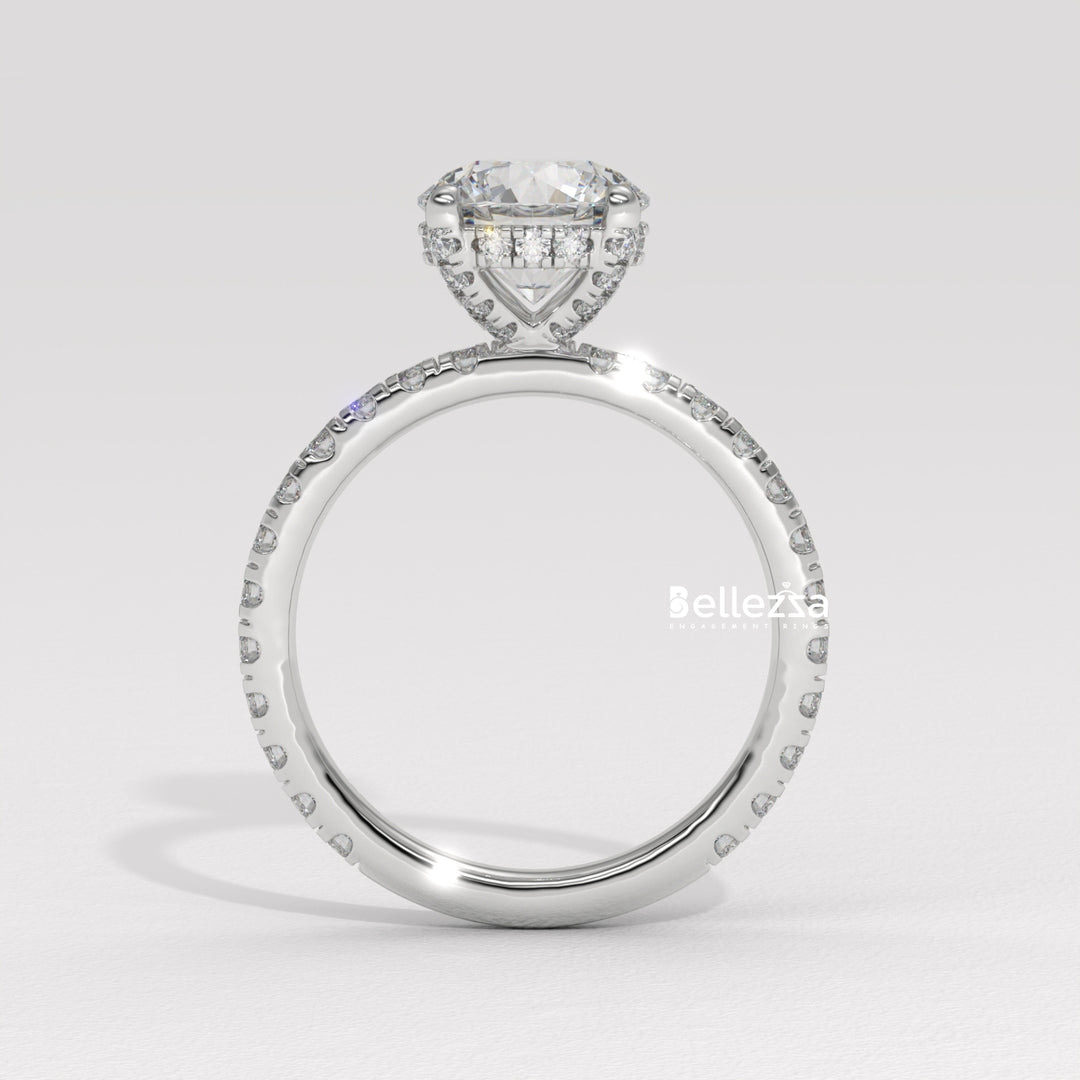 1.50-2.50CT Round Cut Lab Grown Diamond Pave Setting Engagement Ring