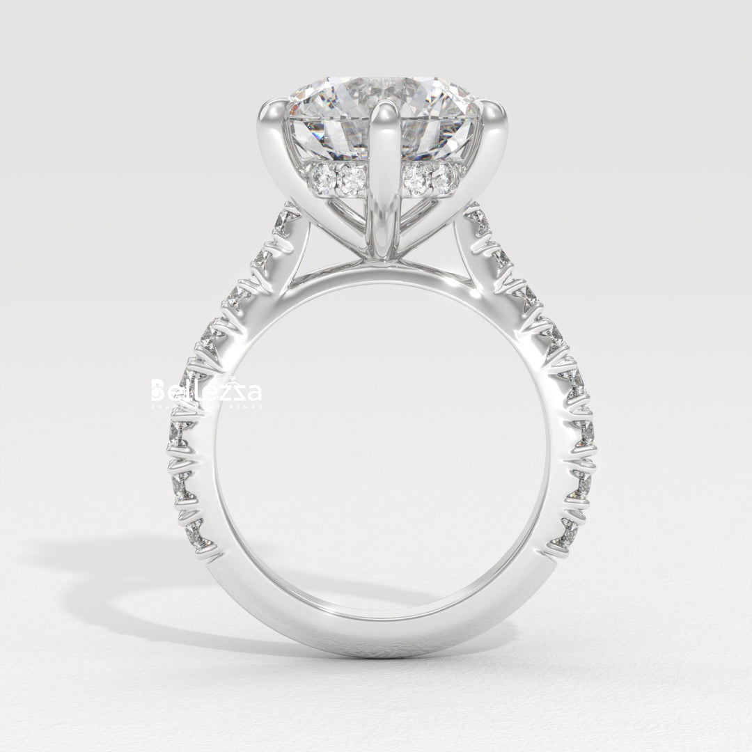 1.50-2.50CT Round Diamond Pave Setting Lab Grown Engagement Ring