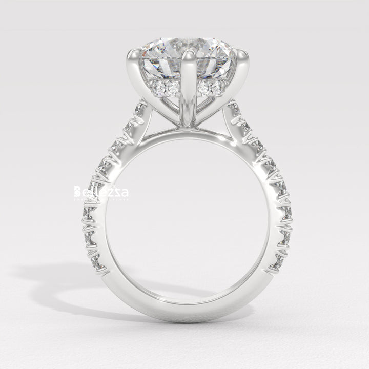 1.50-2.50CT Round Diamond Pave Setting Lab Grown Engagement Ring